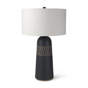 30" Black Round Bedside Lamp With Drum Shade