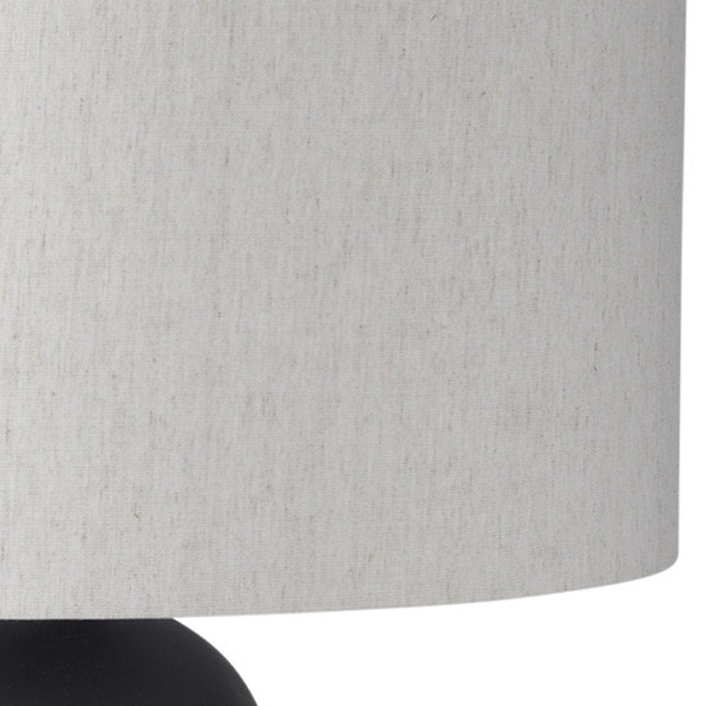 30" Black Round Bedside Lamp With Drum Shade