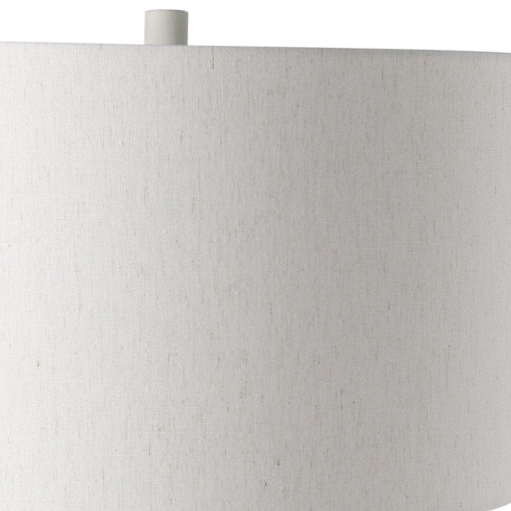 30" Cream Round Bedside Lamp With Drum Shade