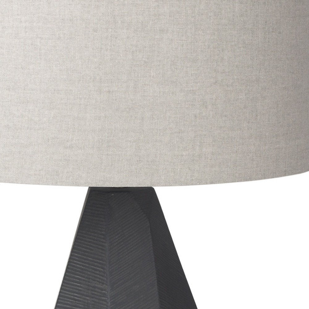 30" Black Round Bedside Lamp With Drum Shade
