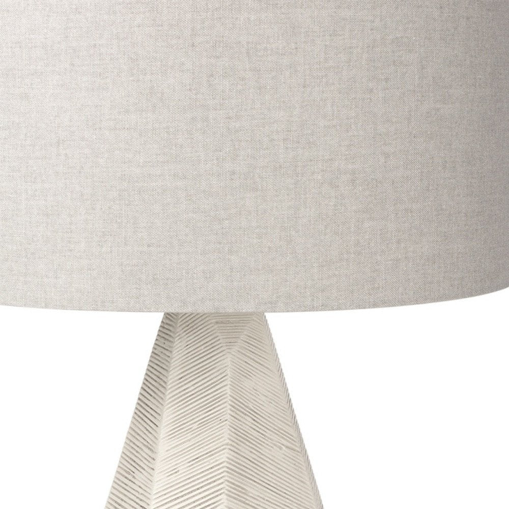 30" Cream Round Bedside Lamp With Drum Shade