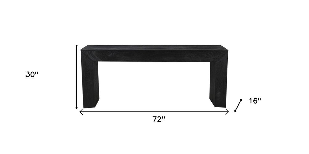 72" Charcoal Solid Wood Distressed Frame Console Table