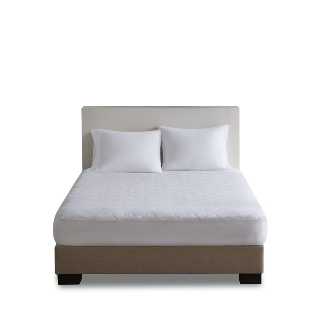 All Natural - Cotton Percale Quilted Mattress Pad - White