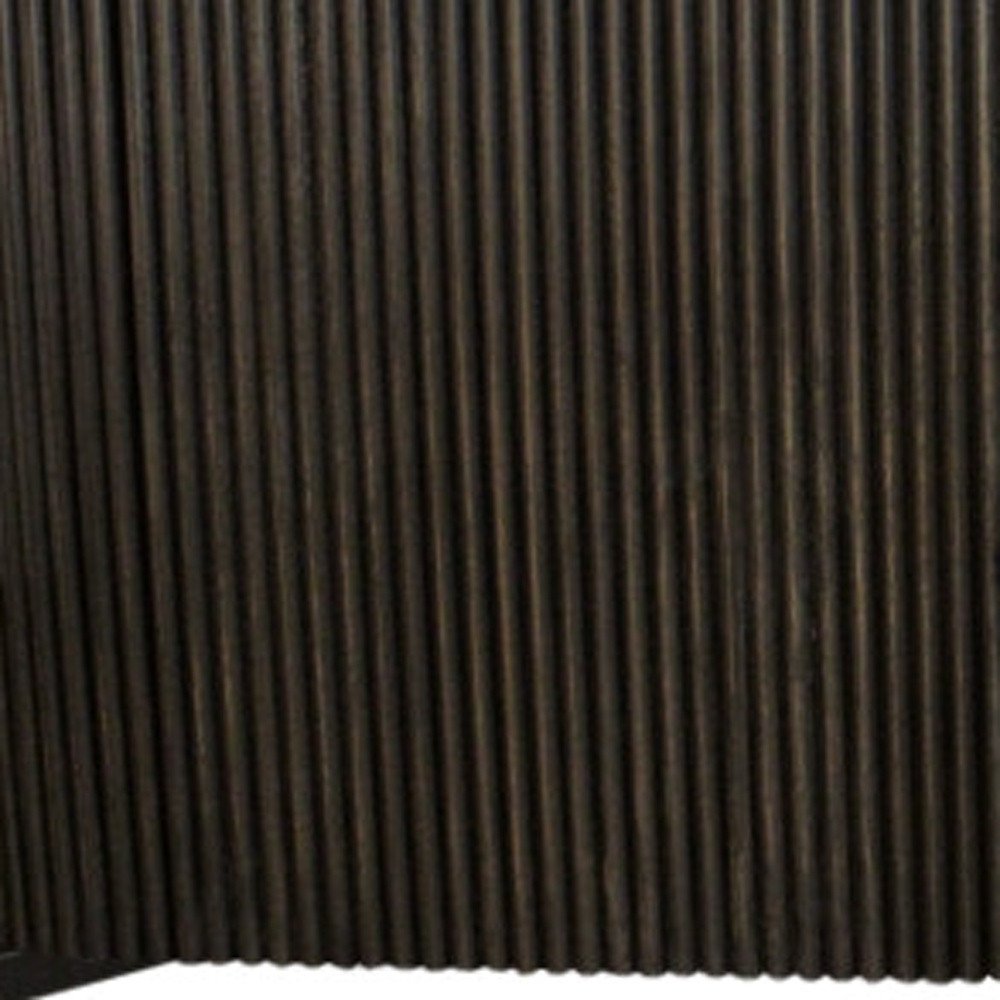 80" Brown Distressed Solid Wood Ribbed Texture Sideboard with Three Doors