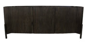 80" Brown Distressed Solid Wood Ribbed Texture Sideboard with Three Doors