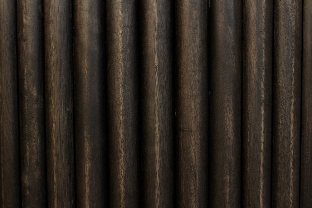 80" Brown Distressed Solid Wood Ribbed Texture Sideboard with Three Doors