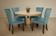 Five Piece Natural Round Solid Wood Dining Set with Four Chairs