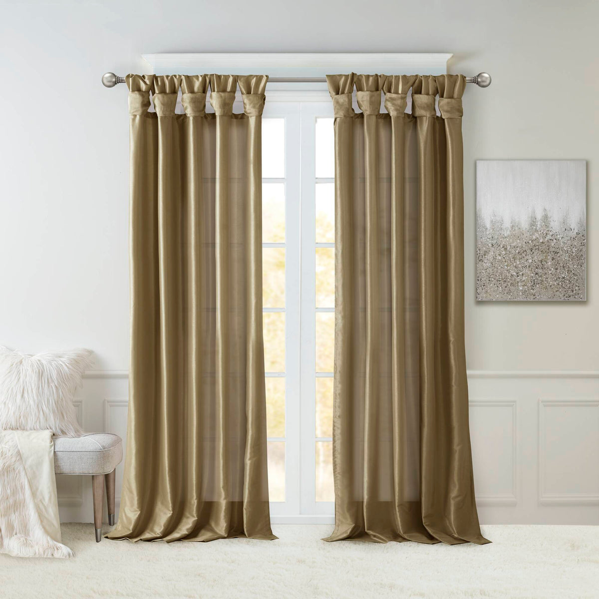 Emilia - 120" Twist Tab Lined Window Curtain - Bronze