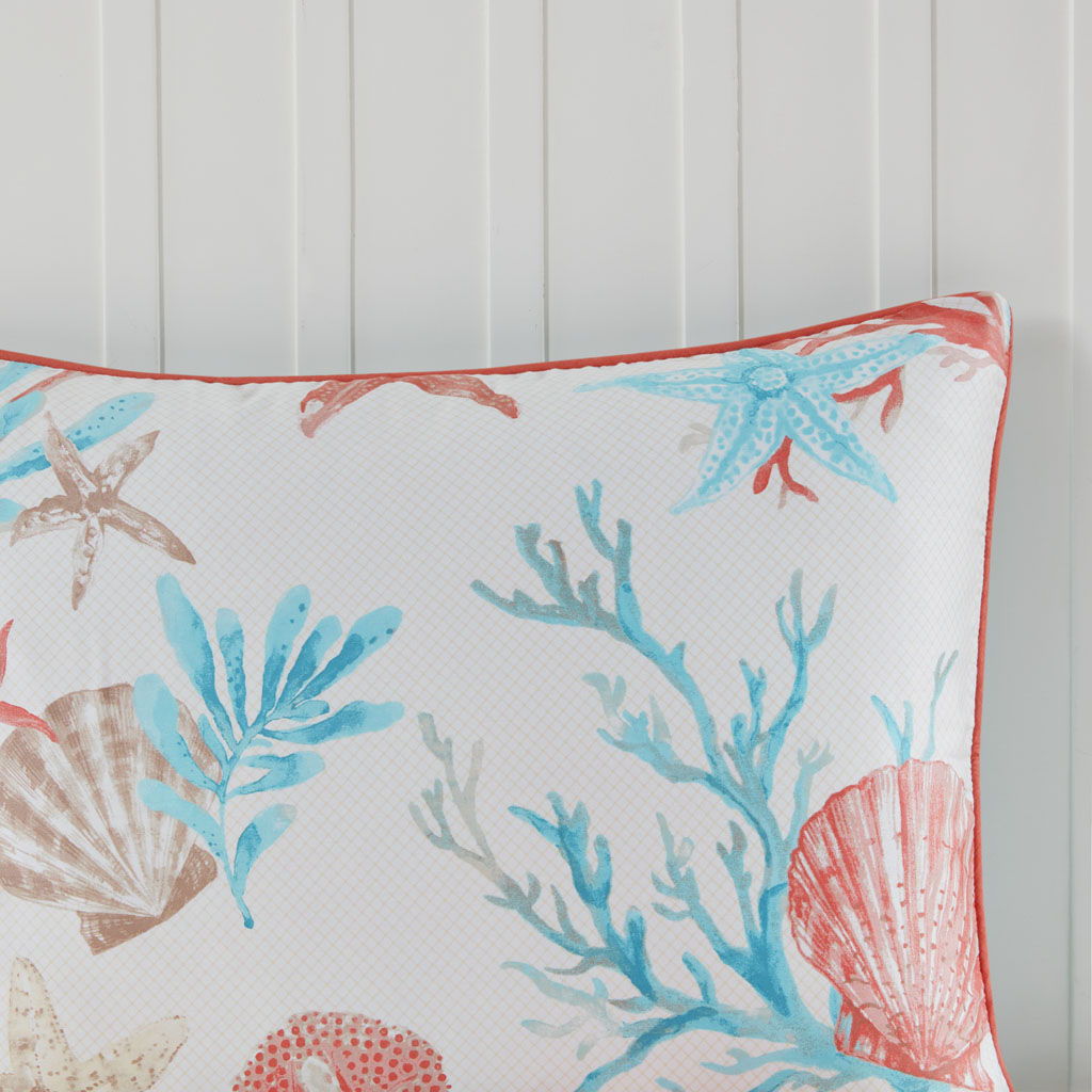 Pebble Beach - King 6 Piece Duvet Cover Set - Coral