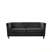 Button Tufted Loveseat, 2 Seater With Square Arm Couch For Living Room - Black