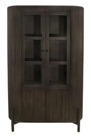 48" Espresso and Black Solid Wood and Iron Accent Cabinet With Four Doors