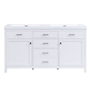 Double Sink Bathroom Vanity With Top, Soft Closing Doors & Drawers, Tip Out Drawer, 2 Cabinet Doors, Adjustable Shelf - White