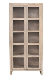 91" Ivory Distressed Solid Wood Frame Accent Cabinet With Two Doors