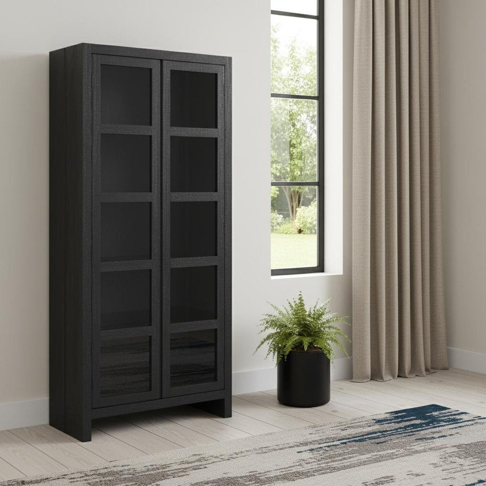 42" Graphite Solid Wood Accent Cabinet With Two Doors