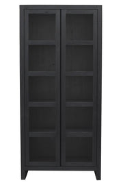 91" Graphite Distressed Solid Wood Frame Accent Cabinet With Two Doors