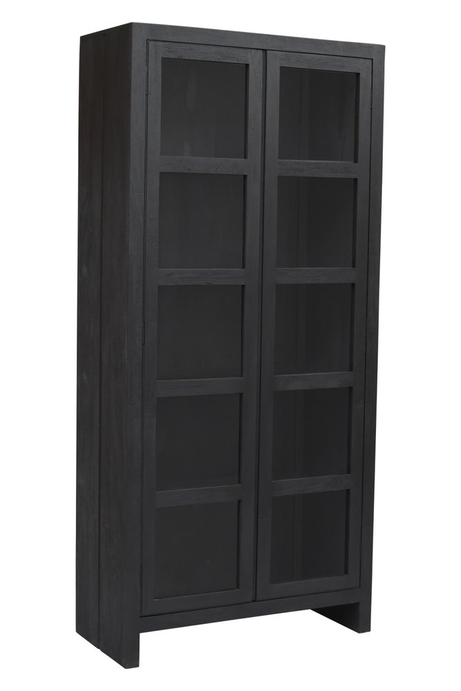 91" Graphite Distressed Solid Wood Frame Accent Cabinet With Two Doors