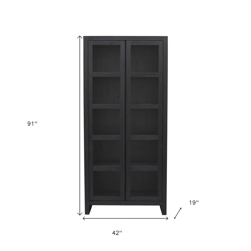 42" Graphite Solid Wood Accent Cabinet With Two Doors