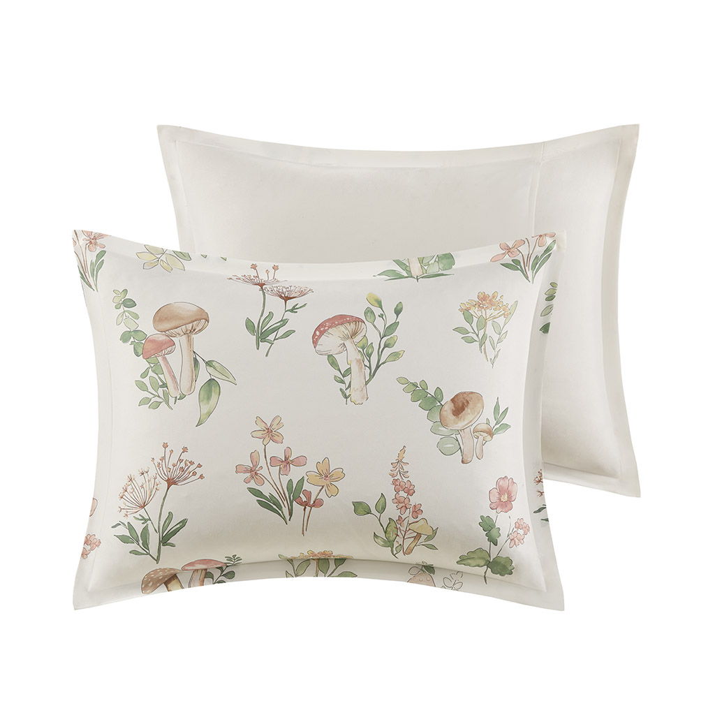 Gwen - Mushroom Garden Comforter Set - Green / Beige