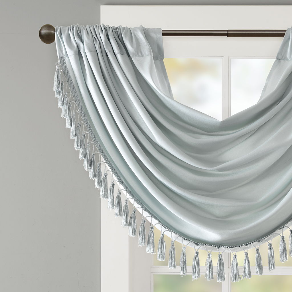 Elena - Waterfall Embellished Valance - Dusty Aqua