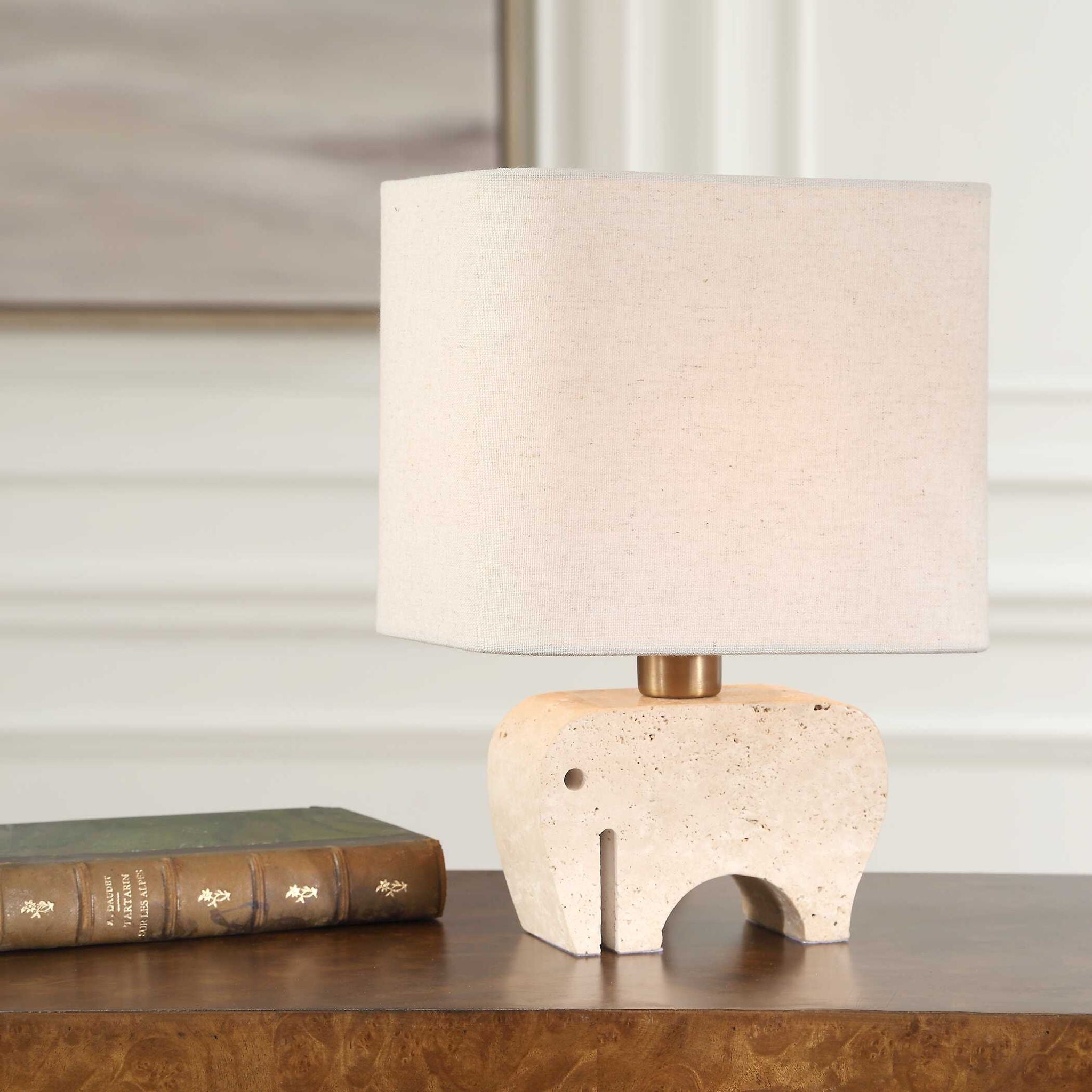 Tusk - Travertine Accent Lamp - Beige