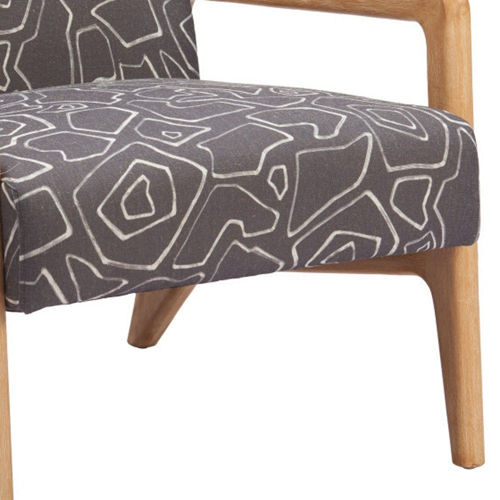 27" Gray and Natural Upholstered Arm Chair