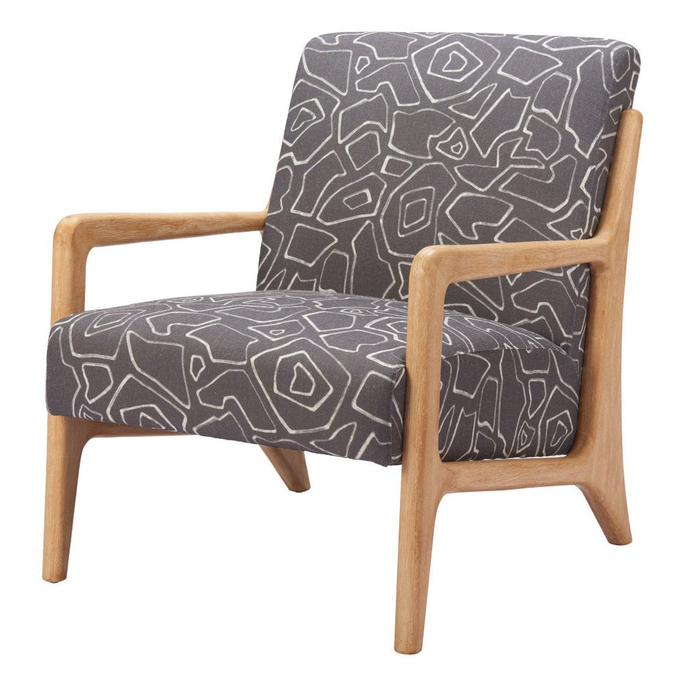 27" Gray and Natural Upholstered Arm Chair