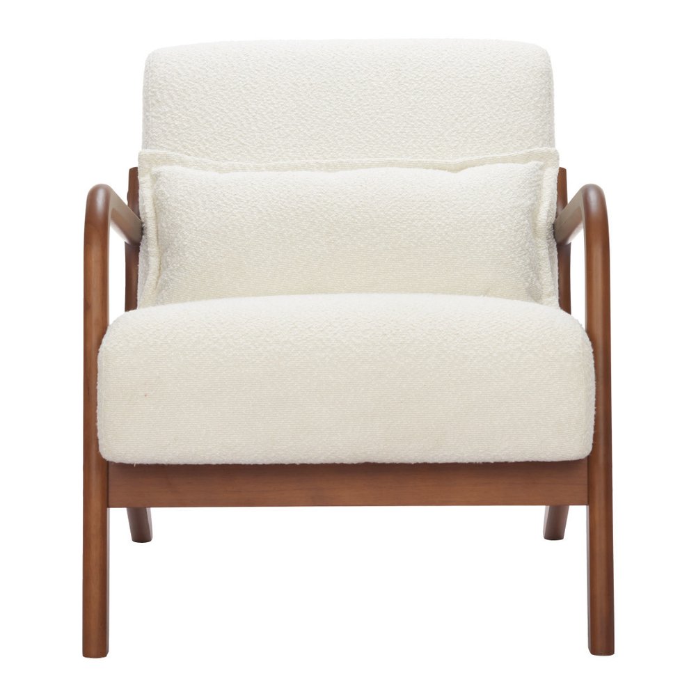 26" Cream and Natural Upholstered Arm Chair