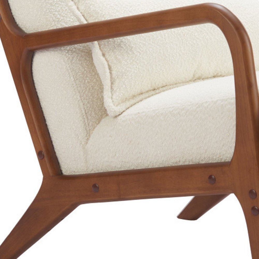 26" Cream and Natural Upholstered Arm Chair
