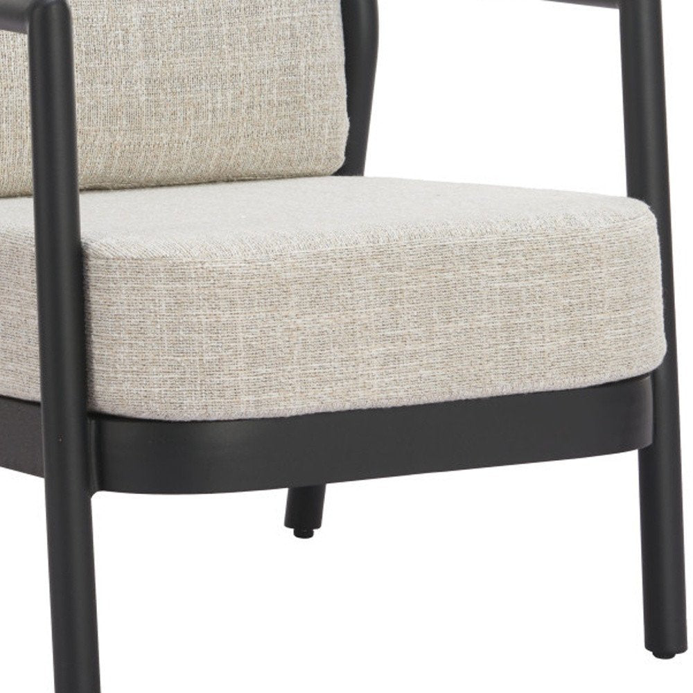 25" Beige and Black Fabric Arm Chair