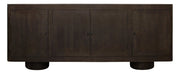 80" Dark Brown Distressed Solid Wood Sideboard Soft Close with Four Doors
