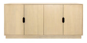 72" Natural Distressed Solid Wood Carved Geometric Sideboard with Four Doors
