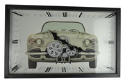 23" Black Silver And White Metal Silent Analog Exposed Gear Wall Clock