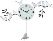 23" Silver Black And White Metal and Glass Silent Pendulum Novelty Wall Clock