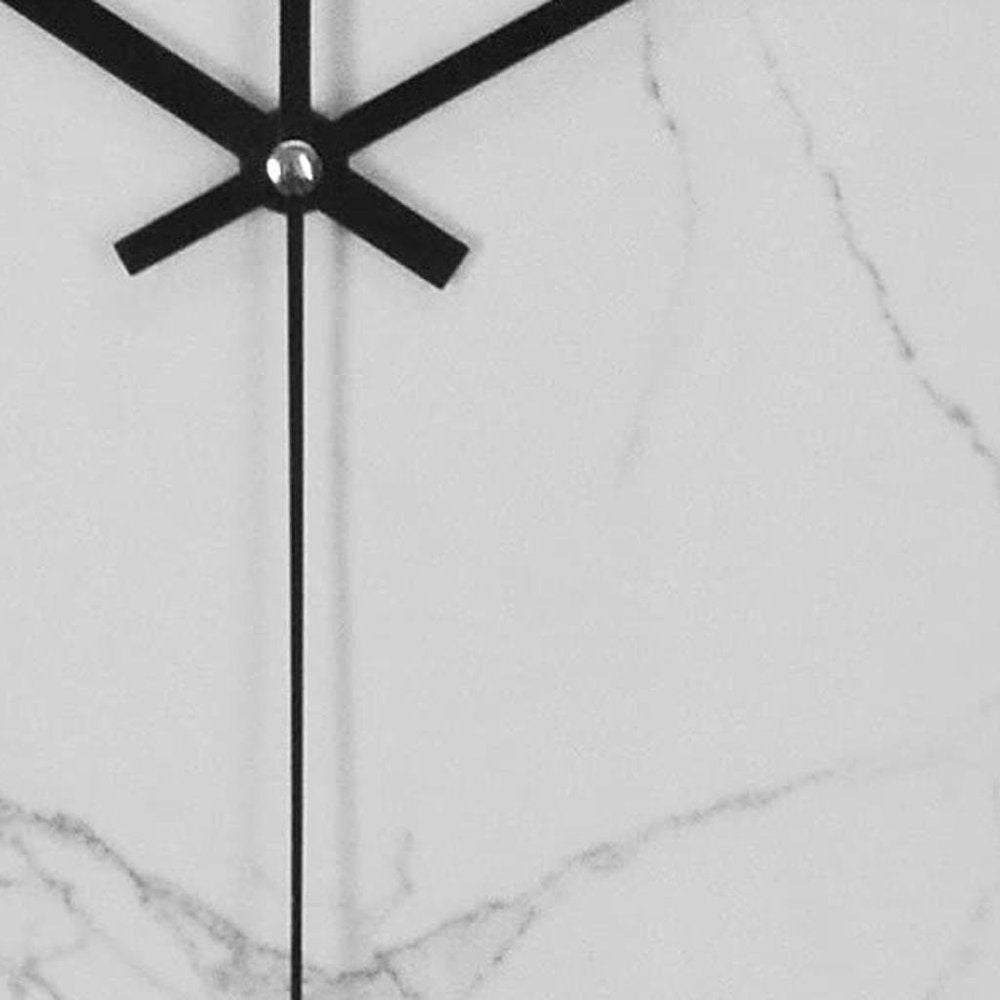 16" White And Black Heavy Duty Plastic Silent Analog Marble Round Wall Clock
