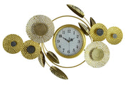 37" Gold Silver And White Metal Silent Analog Floral Novelty Wall Clock