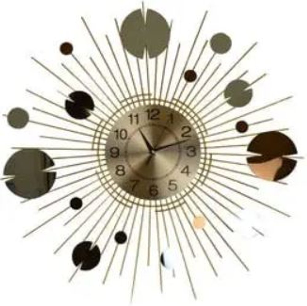 27" Gold Copper And Silver Metal Silent Analog Sunburst Wall Clock
