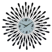 24" Black White And Silver Metal Silent Analog Starburst Wall Clock