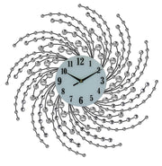24" Silver And White Metal Silent Analog Novelty Wall Clock