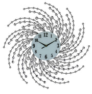 24" Silver And White Metal Silent Analog Novelty Wall Clock