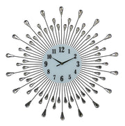 27" Silver And White Metal Silent Analog Round Wall Clock