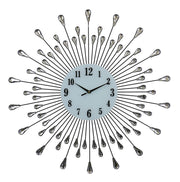 27" Silver And White Metal Silent Analog Round Wall Clock