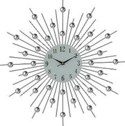 20" Black White And Clear Metal Silent Analog Sunburst Wall Clock