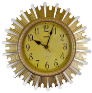 18" Gold And Silver Resin Silent Analog Sunburst Wall Clock