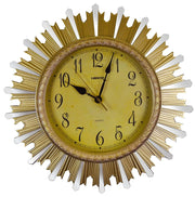 18" Gold And Silver Resin Silent Analog Sunburst Wall Clock