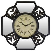 16" Black And Silver Heavy Duty Plastic Silent Analog Ornate Hexagon Wall Clock