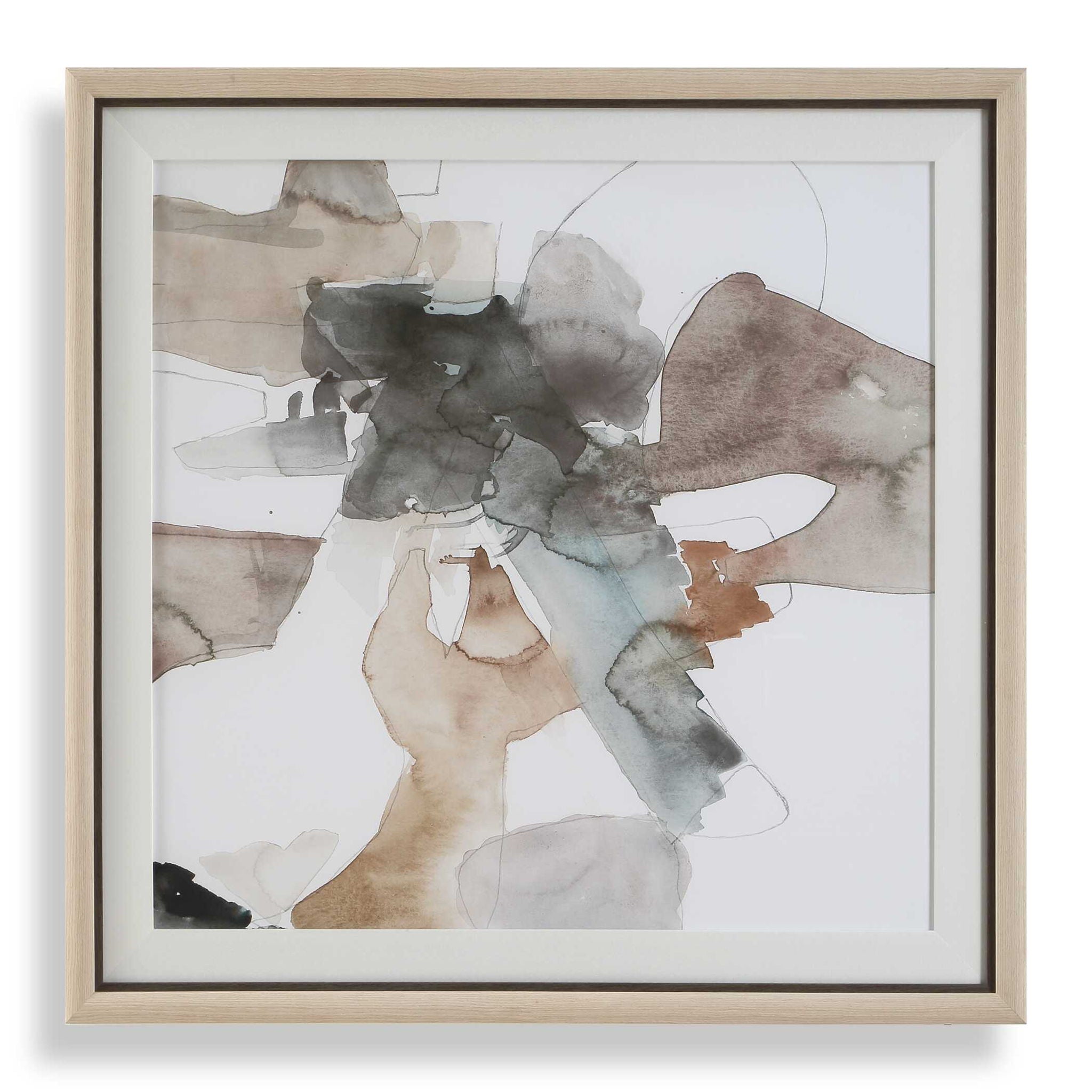 Cohesion - Framed Abstract Print - Black / Blue / Gray / Orange