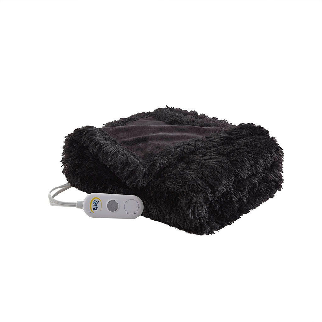 Malea - Shaggy Heated Throw - Black