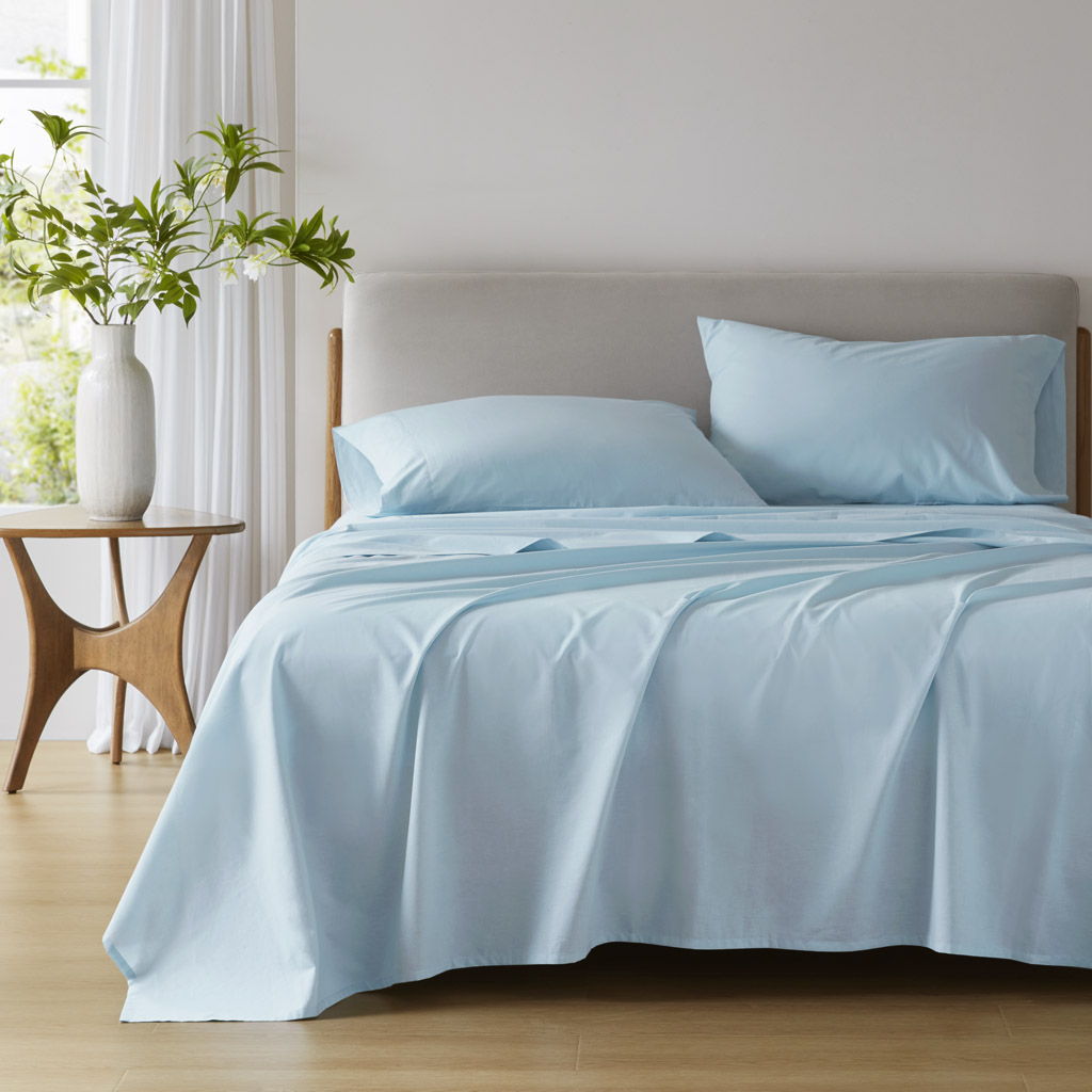 Cotton 144TC - King Solid Sheet Set - Light Blue