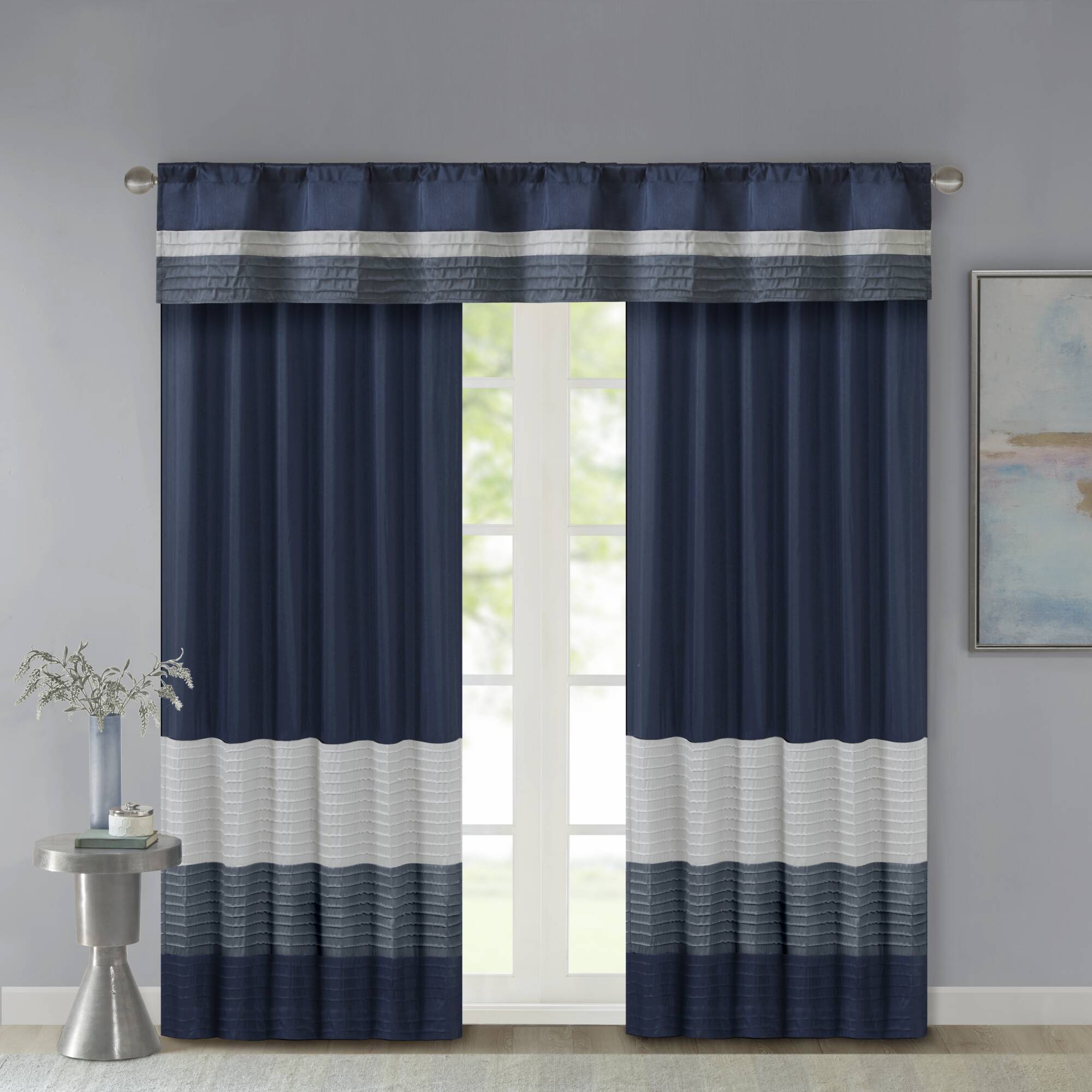 Amherst - 84" Polyoni Pintuck Window Panel - Navy