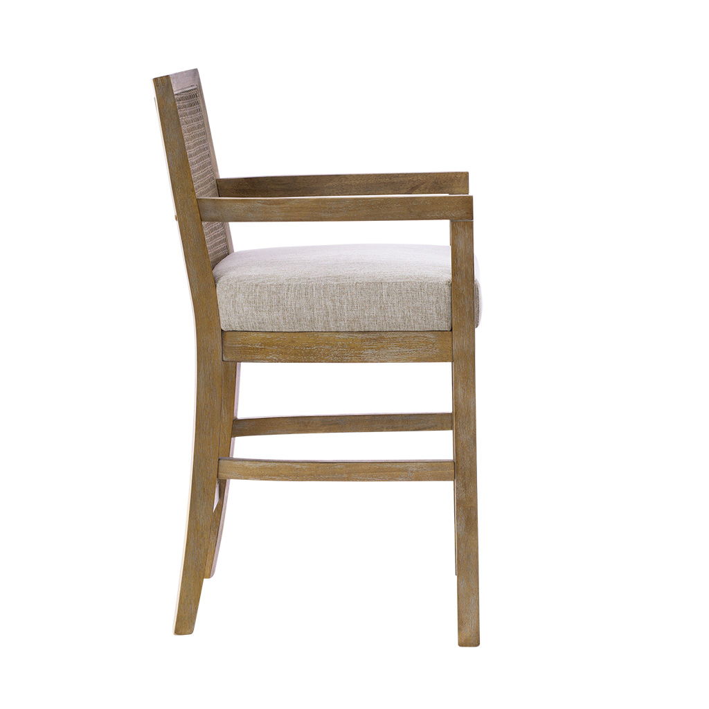 Diedra - Cane Back Counter Stool - Cream / Reclaimed Natural